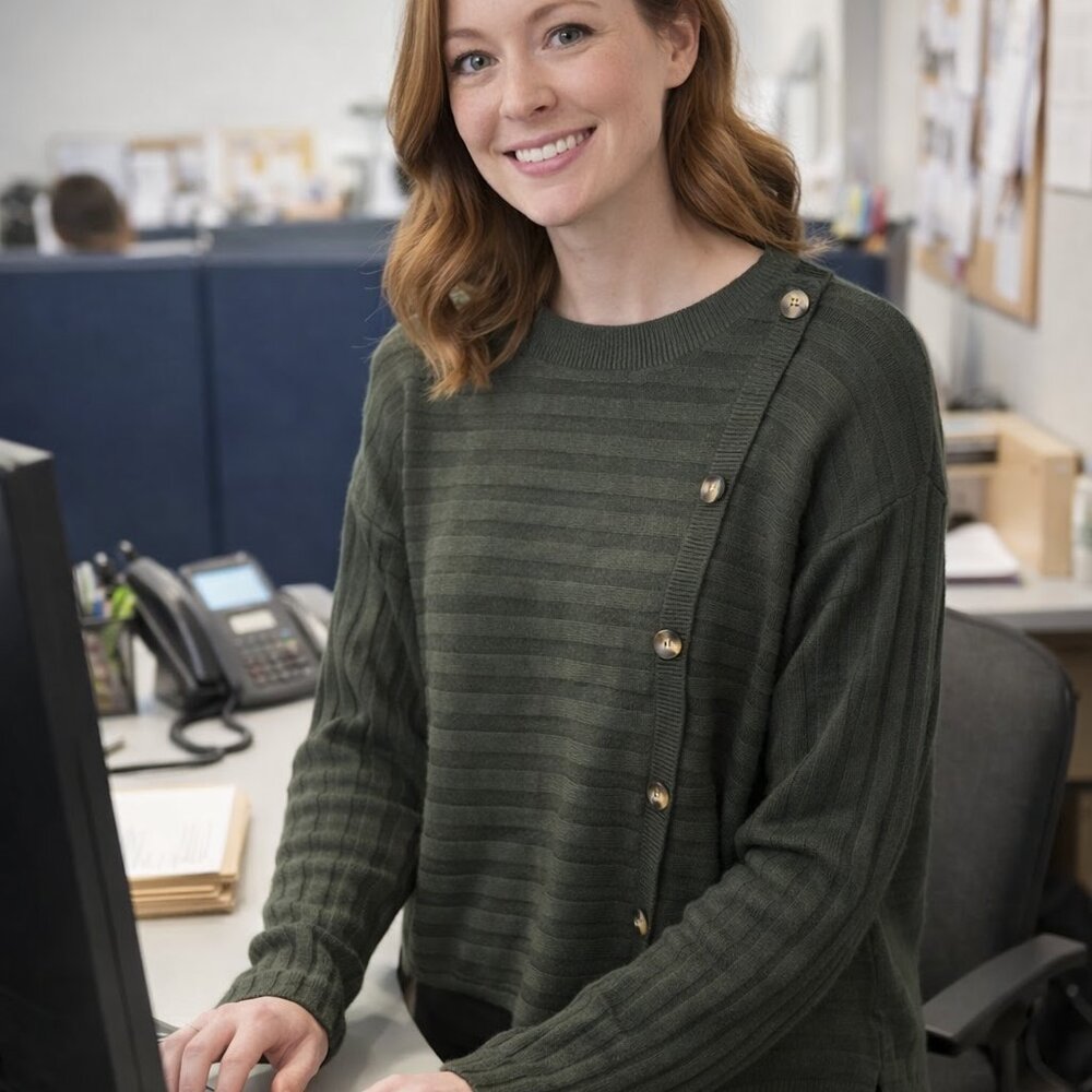 Women's sweater; green medium